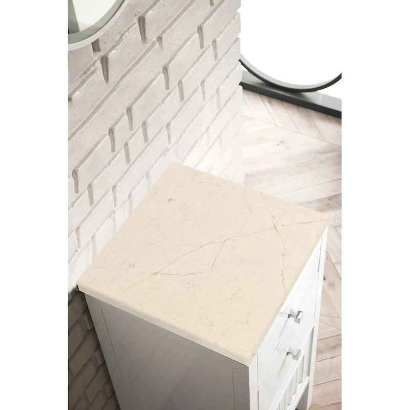 Meuble-lavabo simple vasque James Martin Vanities Athens 15, avec tiroirs et porte, blanc lustré