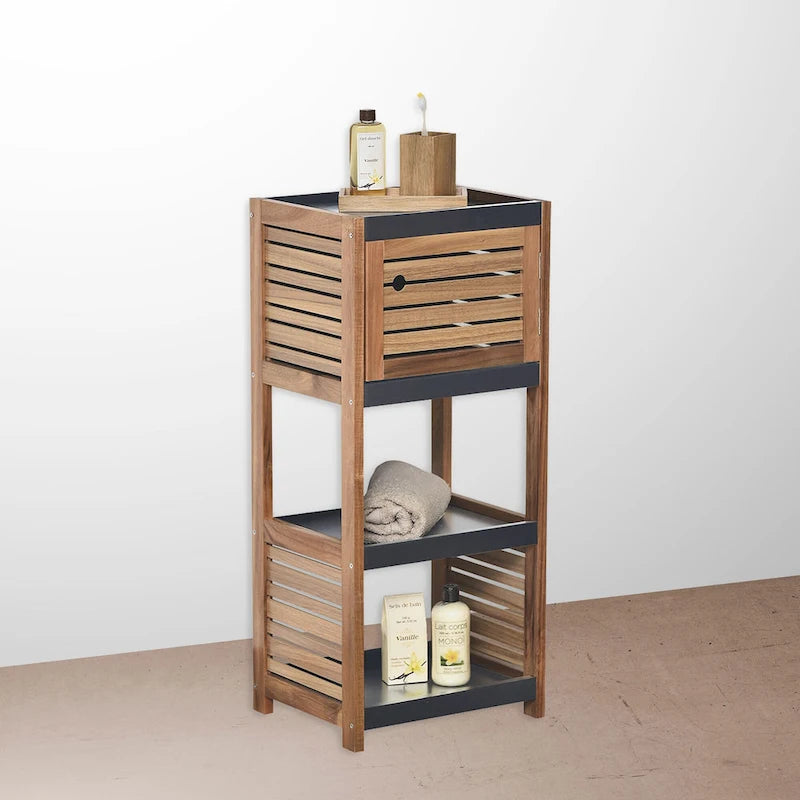 Meuble de rangement de salle de bain compact avec étagères ouvertes - 14,5L x 11 3/4l x 32 6/8H