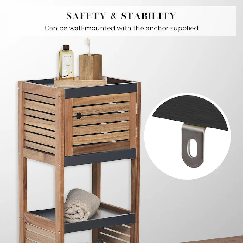 Meuble de rangement de salle de bain compact avec étagères ouvertes - 14,5L x 11 3/4l x 32 6/8H