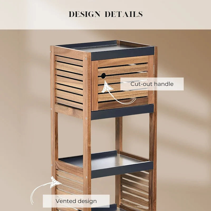 Meuble de rangement de salle de bain compact avec étagères ouvertes - 14,5L x 11 3/4l x 32 6/8H