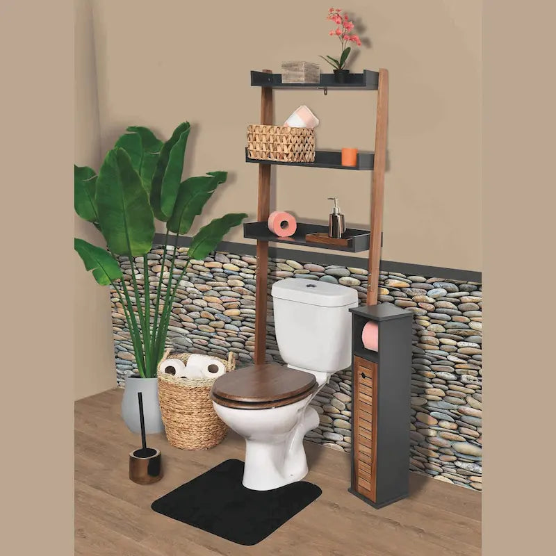 Étagère de rangement au-dessus des toilettes avec design en échelle 3 paniers - 60 L x 21,5 P x 166,5 H cm