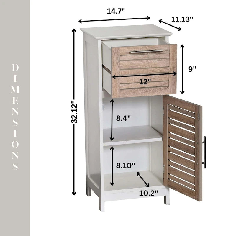 Meuble de rangement pour linge Stockholm avec porte à persiennes et tiroir