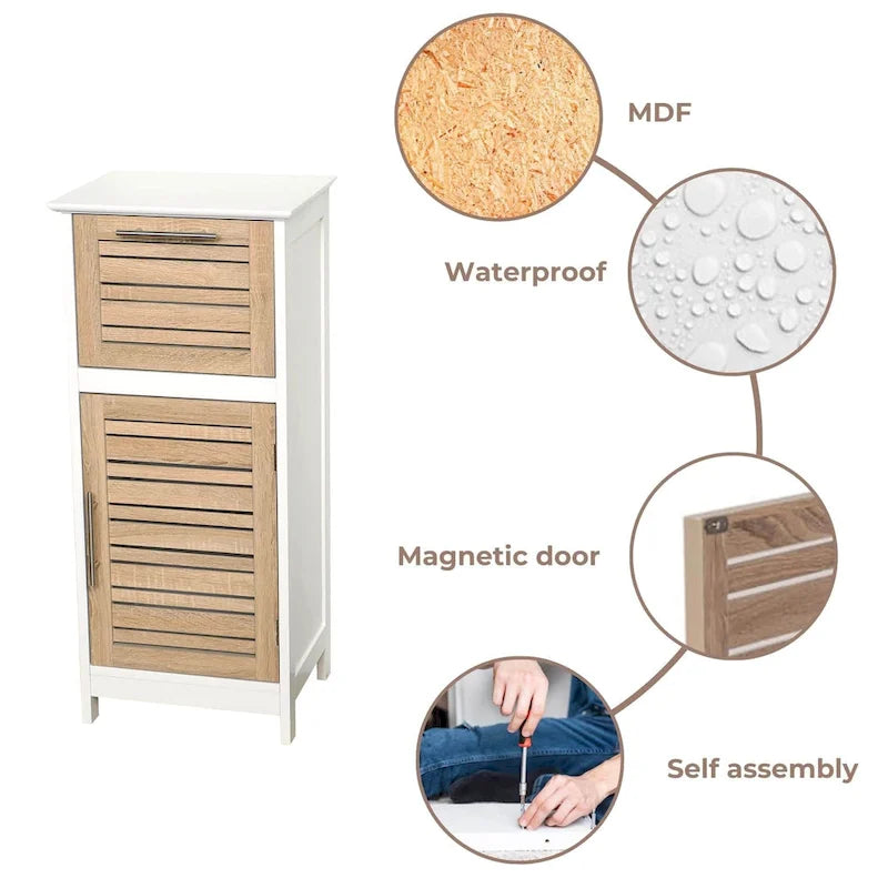 Meuble de rangement pour linge Stockholm avec porte à persiennes et tiroir