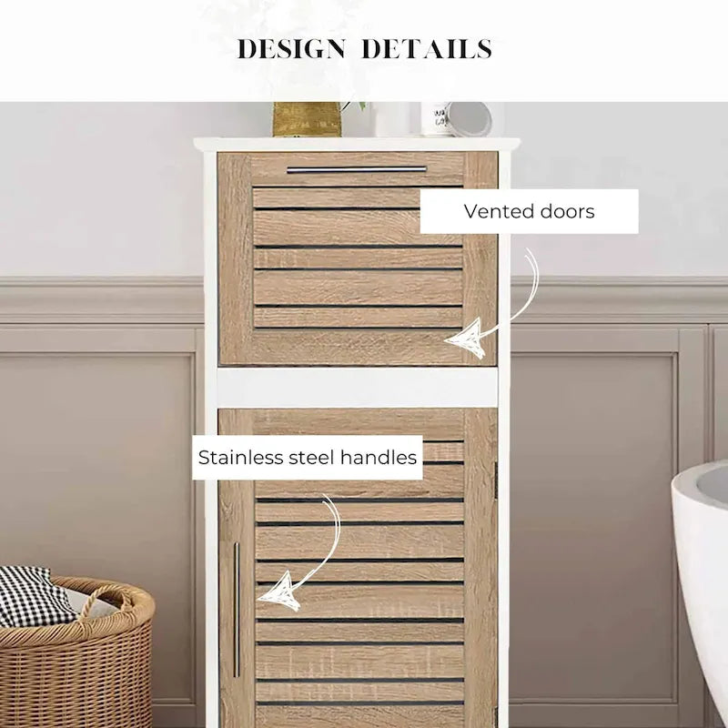 Meuble de rangement pour linge Stockholm avec porte à persiennes et tiroir