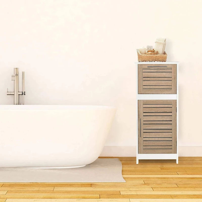 Meuble de rangement pour linge Stockholm avec porte à persiennes et tiroir