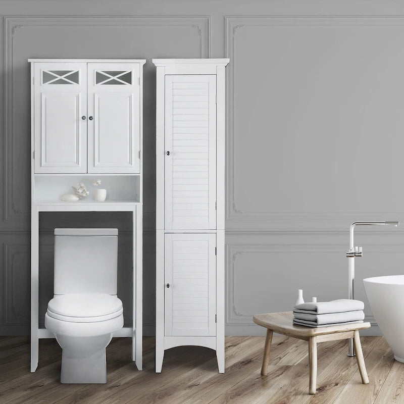 Meuble de rangement pour toilettes Teamson Home Dawson, Blanc - 8L x 25W x 68H