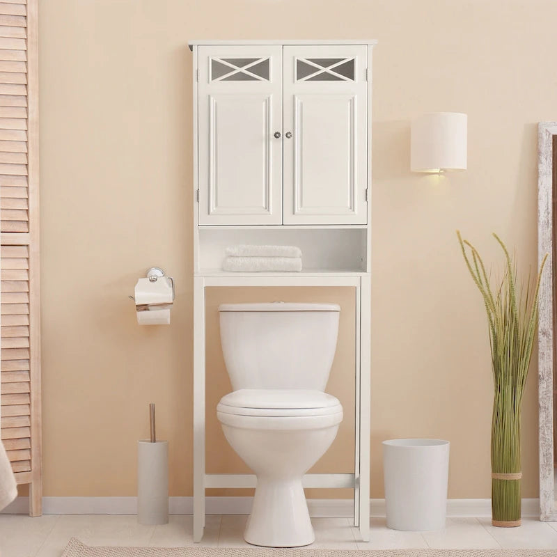 Meuble de rangement pour toilettes Teamson Home Dawson, Blanc - 8L x 25W x 68H