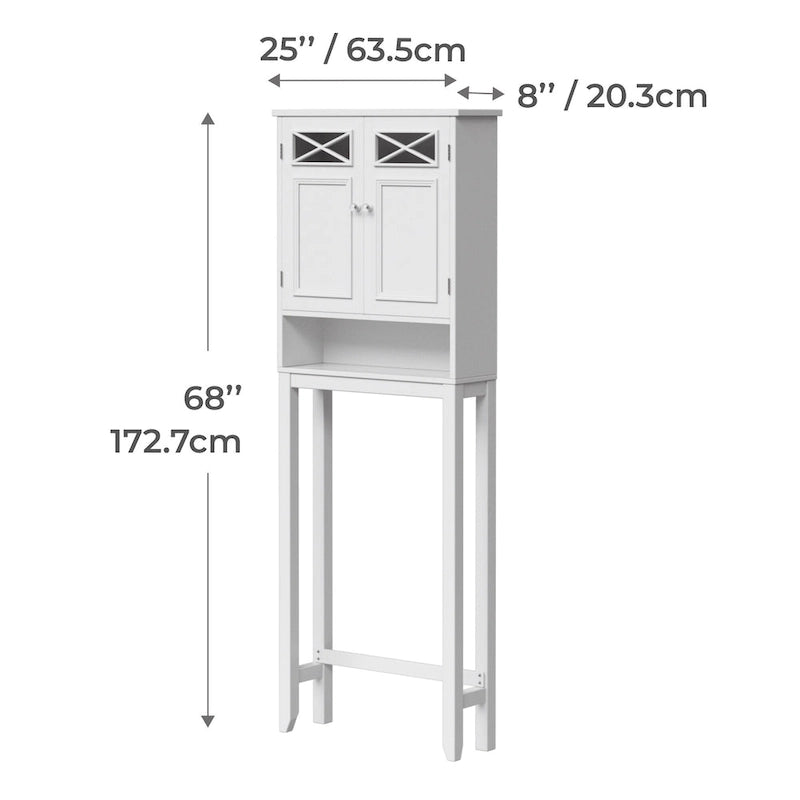 Meuble de rangement pour toilettes Teamson Home Dawson, Blanc - 8L x 25W x 68H