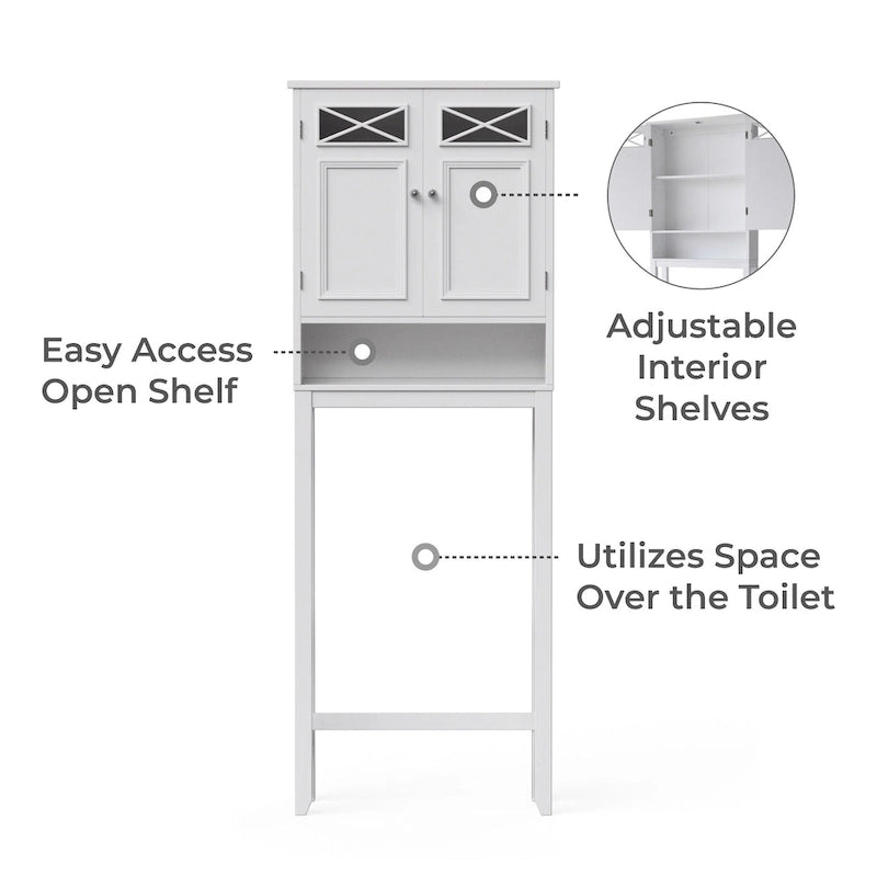 Meuble de rangement pour toilettes Teamson Home Dawson, Blanc - 8L x 25W x 68H