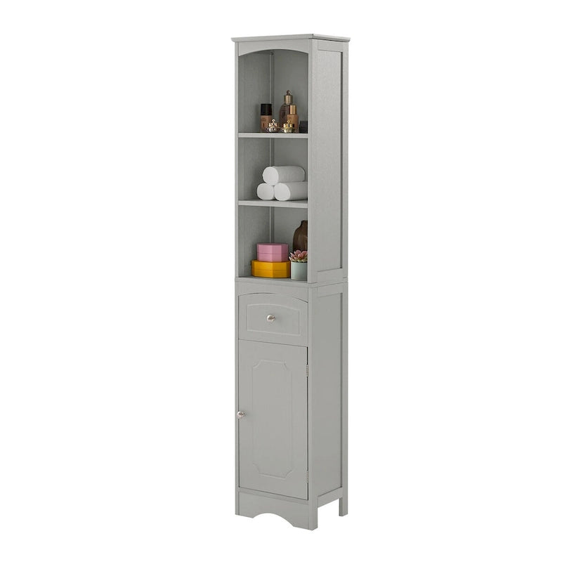 Meuble de rangement haut en bois sur pied pour salle de bain