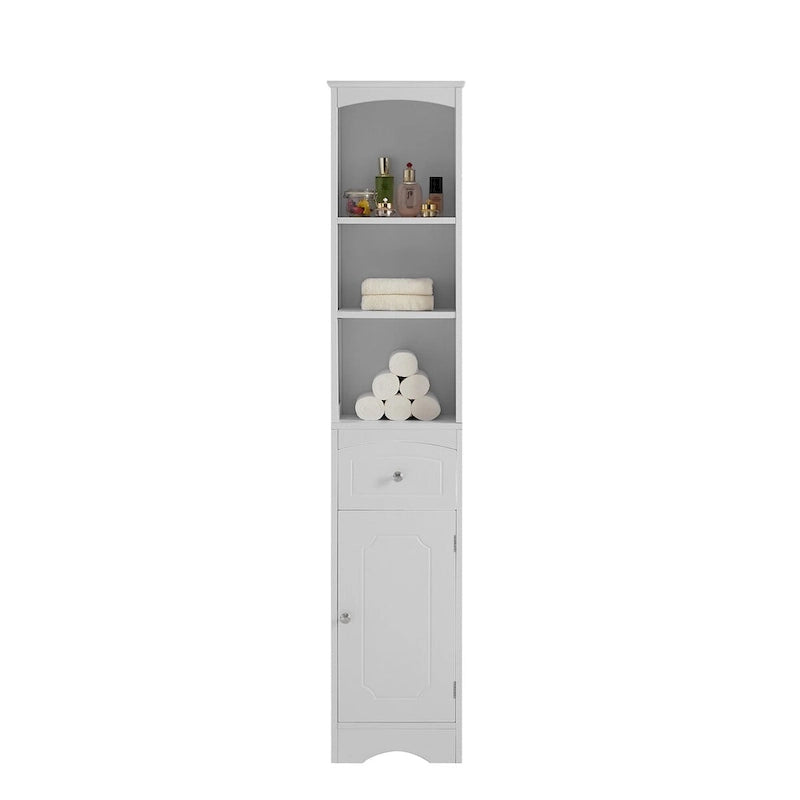 Meuble de rangement haut en bois sur pied pour salle de bain