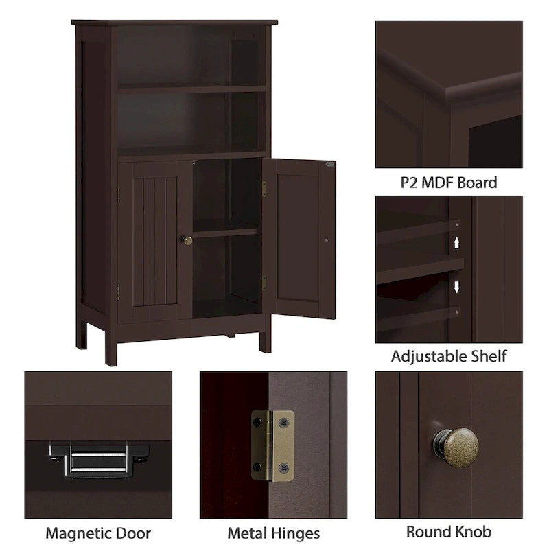 Meuble de Rangement de Salle de Bain Yaheetech à 5 Étages avec Étagère Réglable