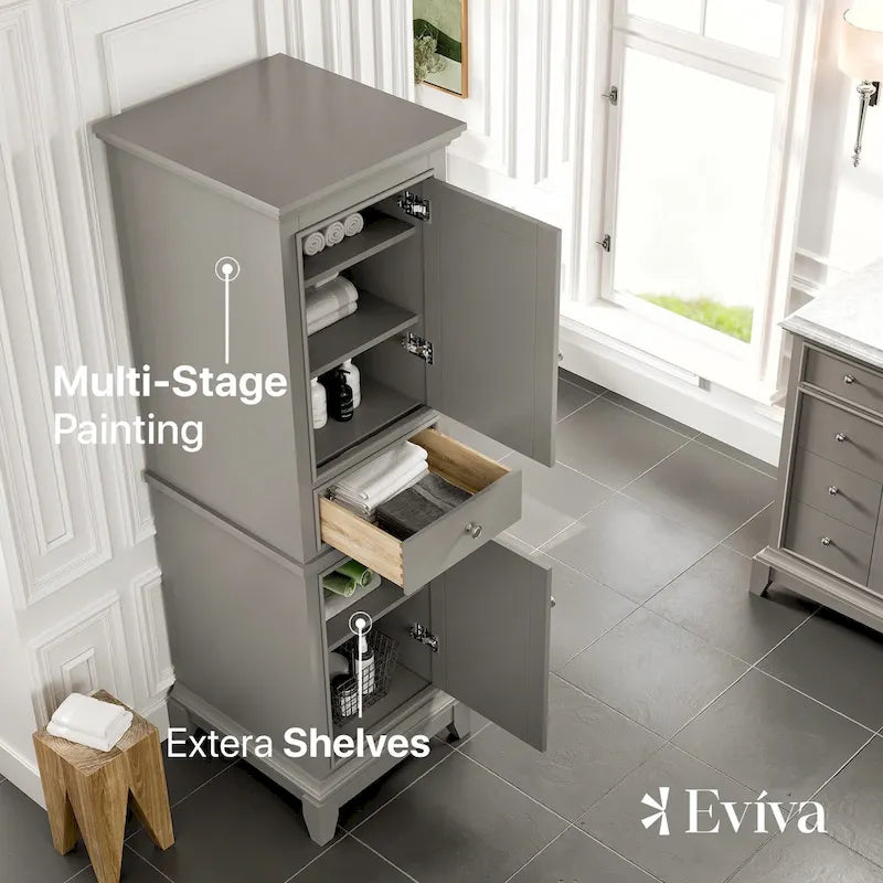 Armoire à linge sur pied Eviva Elite Stamford 24, grise