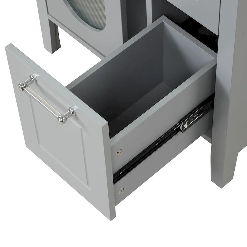 Meuble-lavabo de salle de bain avec deux tiroirs et porte