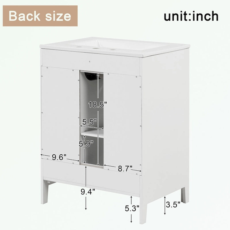 Meuble-lavabo de salle de bain avec deux tiroirs et porte
