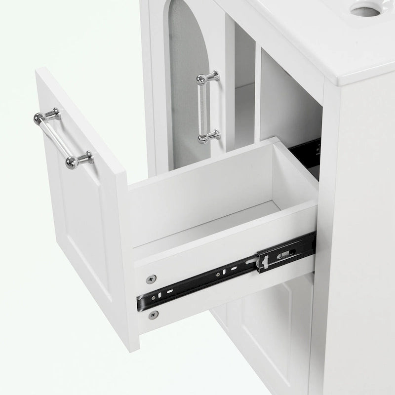 Meuble-lavabo de salle de bain avec deux tiroirs et porte