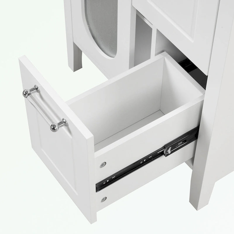 Meuble-lavabo de salle de bain avec deux tiroirs et porte