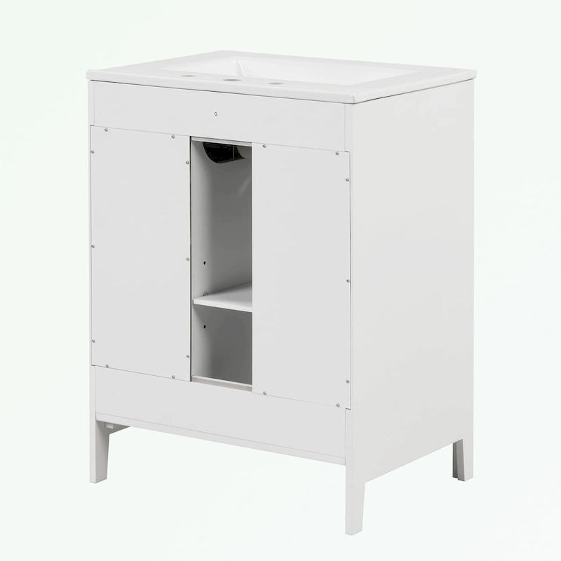 Meuble-lavabo de salle de bain avec deux tiroirs et porte