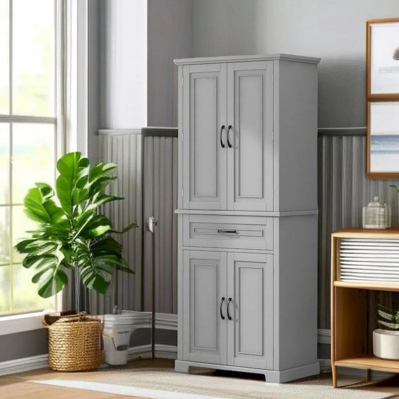 Meuble de salle de bain autoportant avec portes Meuble de rangement d'entrée en bois