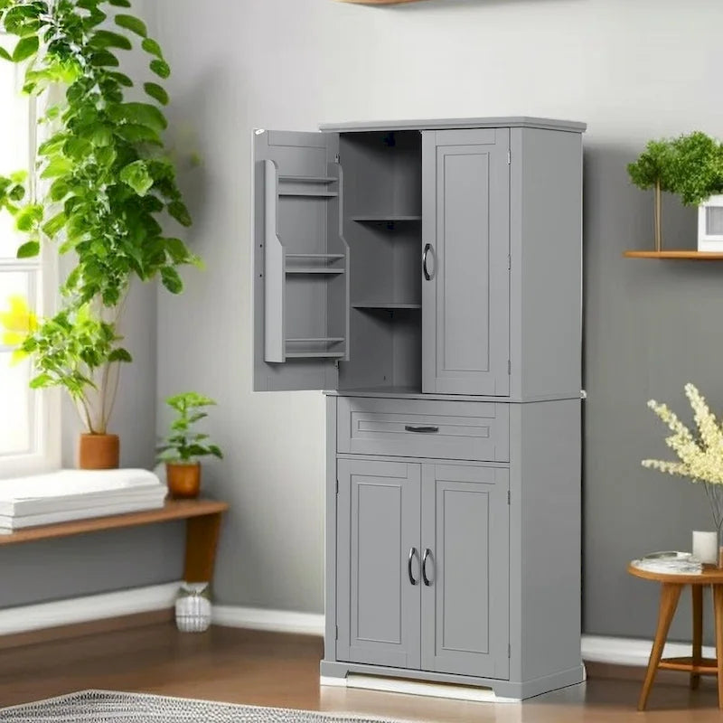 Meuble de salle de bain autoportant avec portes Meuble de rangement d'entrée en bois
