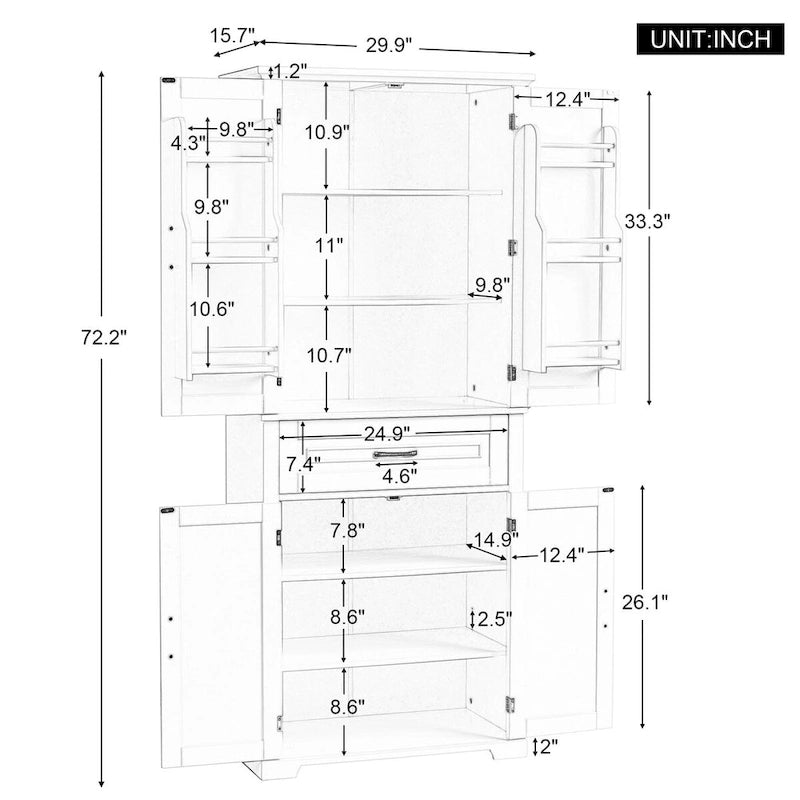 Meuble de salle de bain autoportant avec portes Meuble de rangement d'entrée en bois
