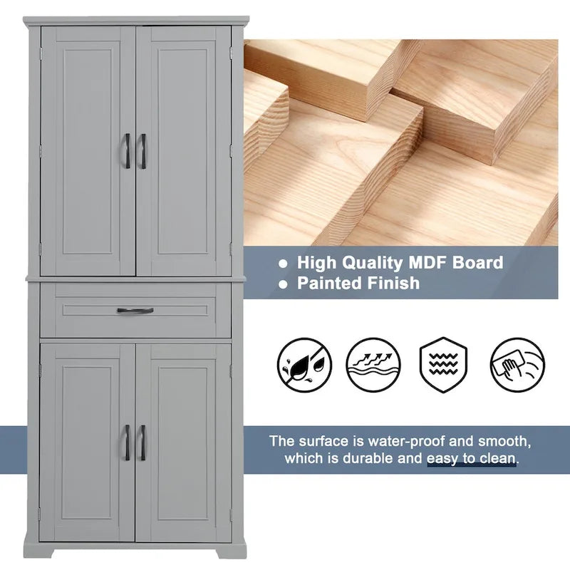 Meuble de salle de bain autoportant avec portes Meuble de rangement d'entrée en bois