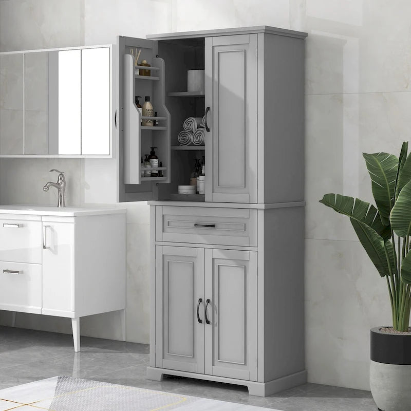 Meuble de salle de bain autoportant avec portes Meuble de rangement d'entrée en bois