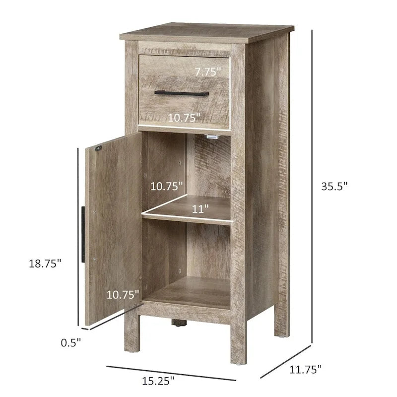 Meuble de Rangement Salle de Bain avec Tiroir et Étagère Réglable - N/A