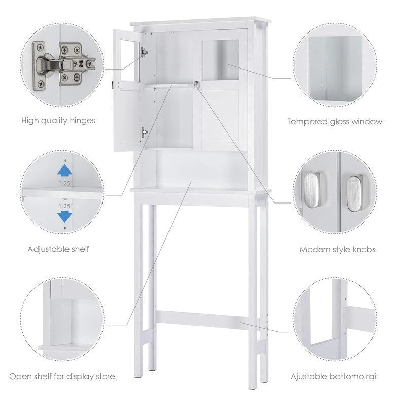 Meuble de rangement pour salle de bain au-dessus des toilettes - 7,8P x 25,59L x 66,93H