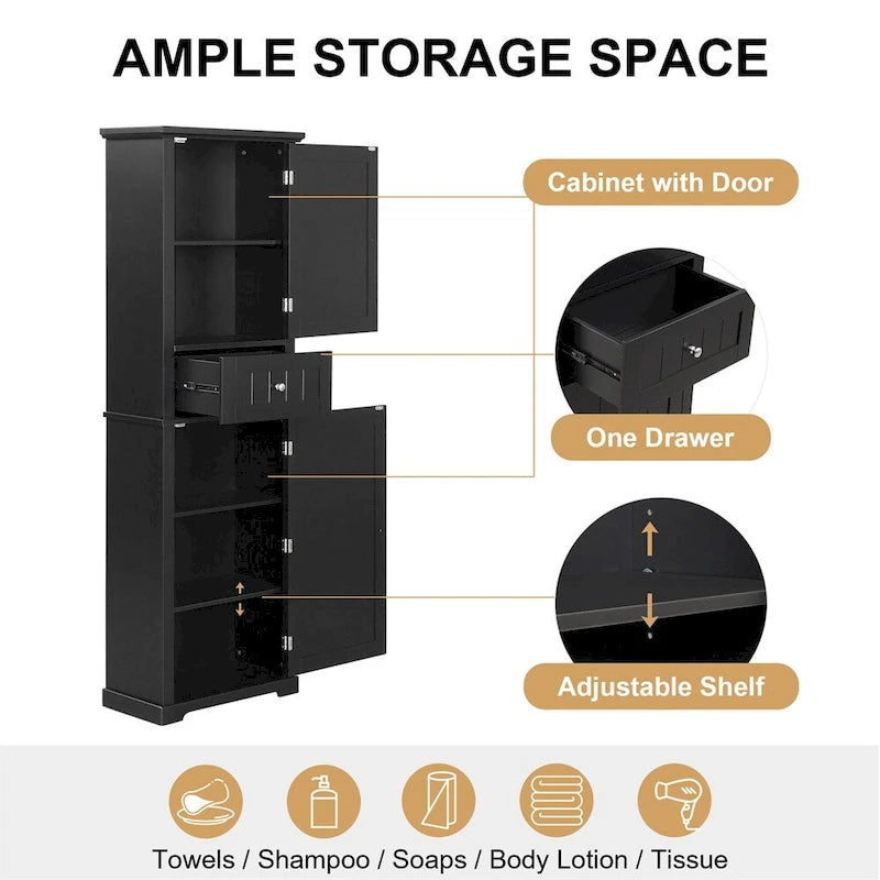 Meuble de rangement haut de salle de bain, Meuble de rangement autoportant avec tiroir