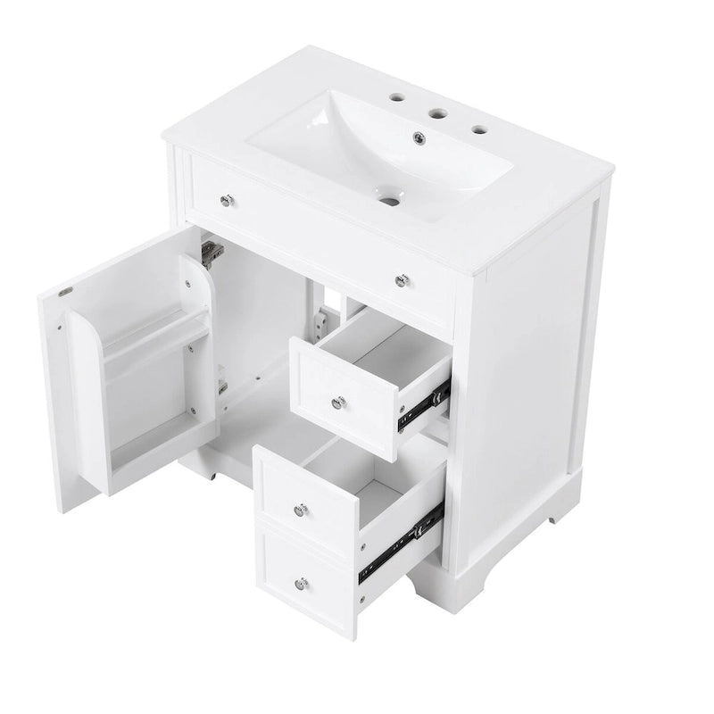Meuble-lavabo avec évier intégré, porte et deux tiroirs