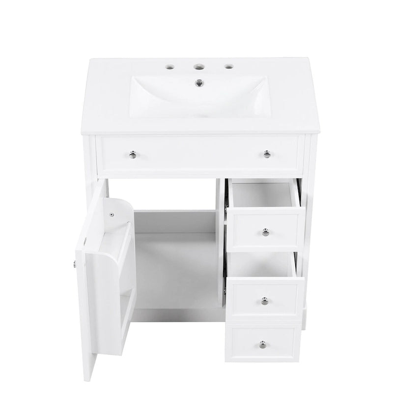Meuble-lavabo avec évier intégré, porte et deux tiroirs