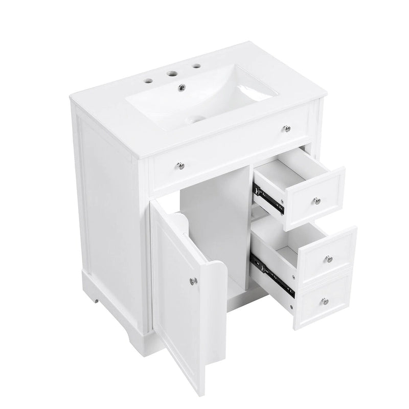 Meuble-lavabo avec évier intégré, porte et deux tiroirs