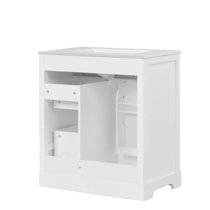 Meuble-lavabo avec évier intégré, porte et deux tiroirs