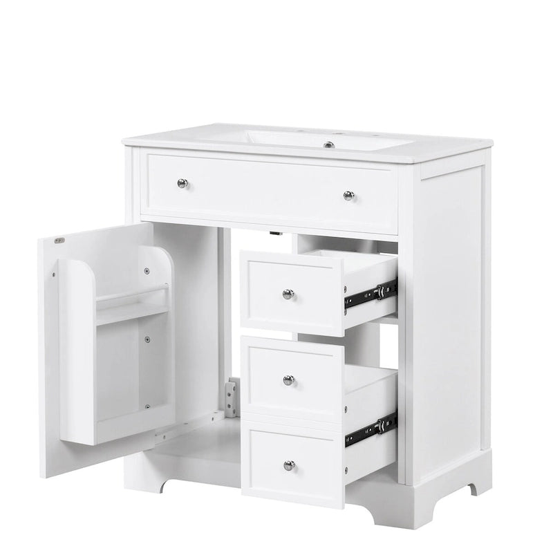 Meuble-lavabo avec évier intégré, porte et deux tiroirs