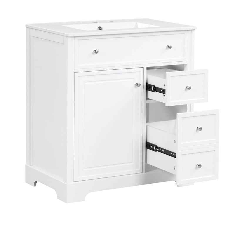 Meuble-lavabo avec évier intégré, porte et deux tiroirs