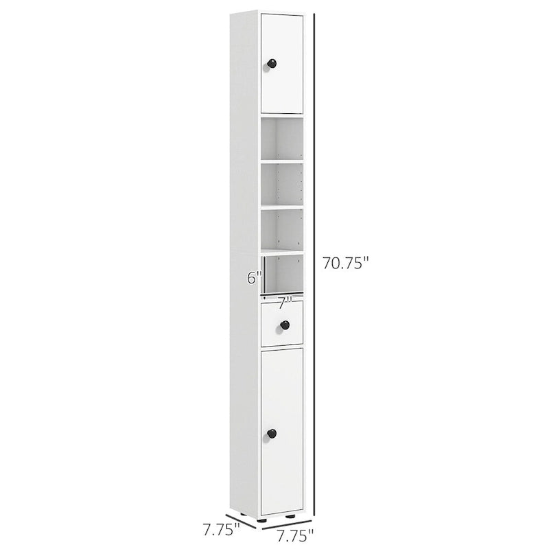 Meuble de rangement haut de salle de bain, meuble WC étroit avec étagères réglables