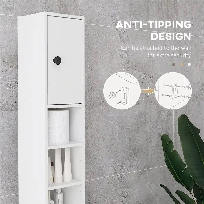 Meuble de rangement haut de salle de bain, meuble WC étroit avec étagères réglables