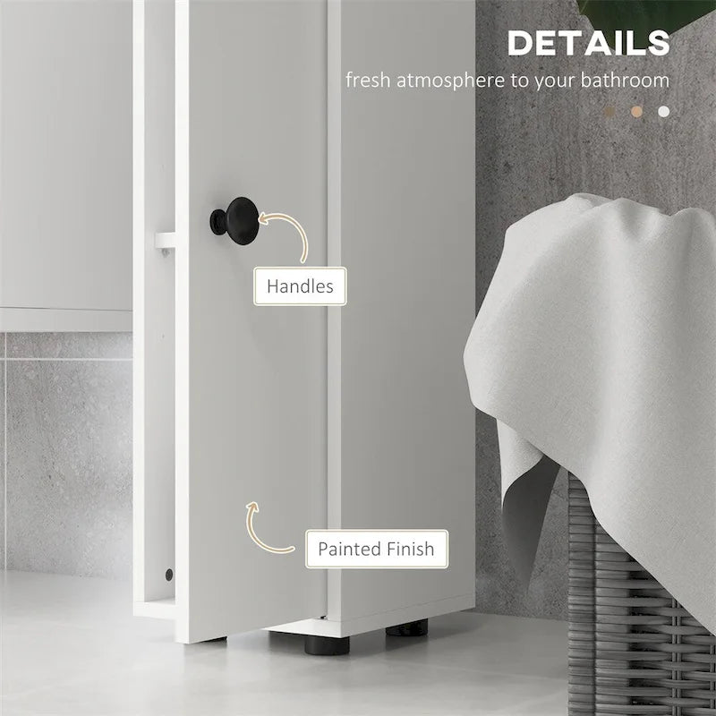 Meuble de rangement haut de salle de bain, meuble WC étroit avec étagères réglables