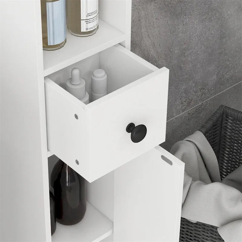 Meuble de rangement haut de salle de bain, meuble WC étroit avec étagères réglables