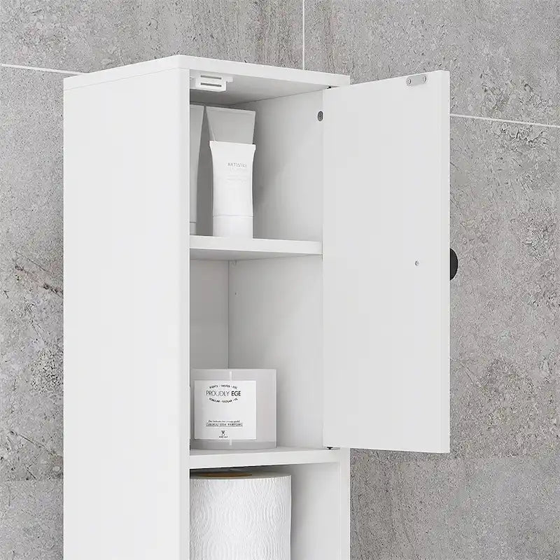 Meuble de rangement haut de salle de bain, meuble WC étroit avec étagères réglables