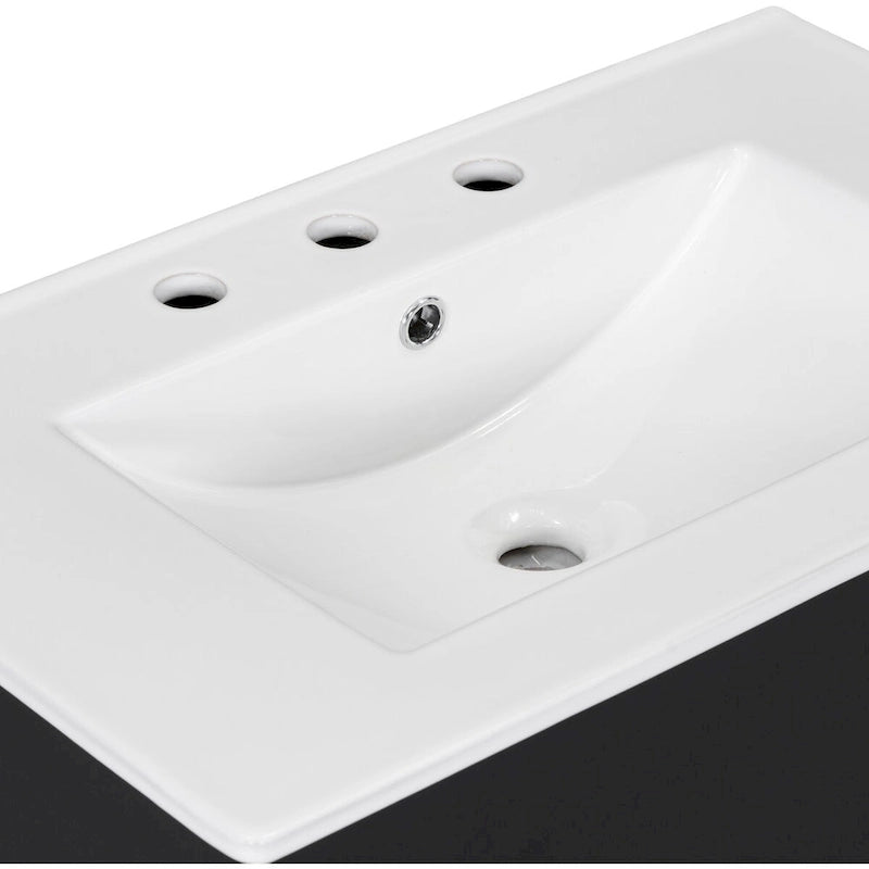 Meuble bas de salle de bain avec étagère ouverte et deux tiroirs