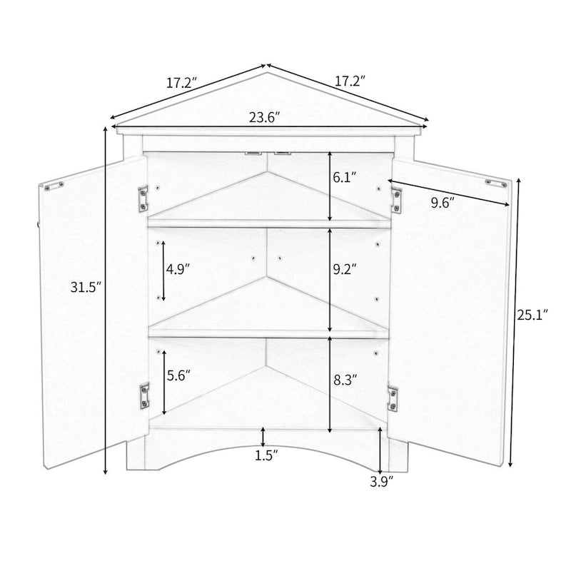 Meuble de rangement de salle de bain avec étagères réglables Meuble bas autoportant – 43,7L x 43,7l x 80H cm