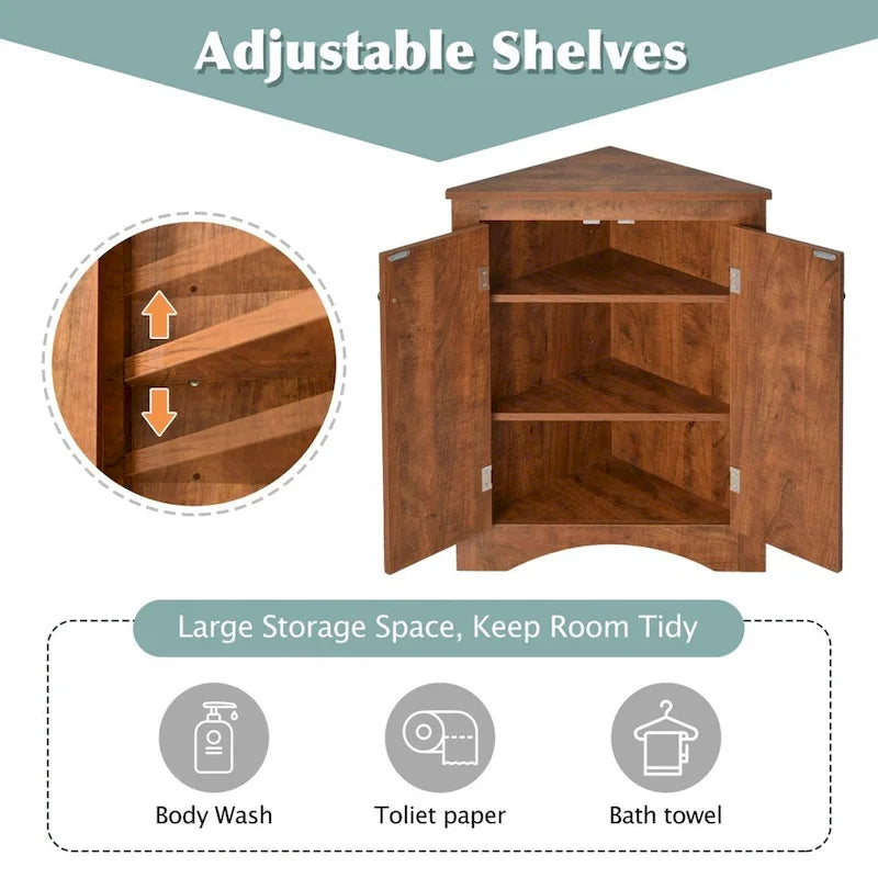 Meuble de rangement de salle de bain avec étagères réglables Meuble bas autoportant – 43,7L x 43,7l x 80H cm