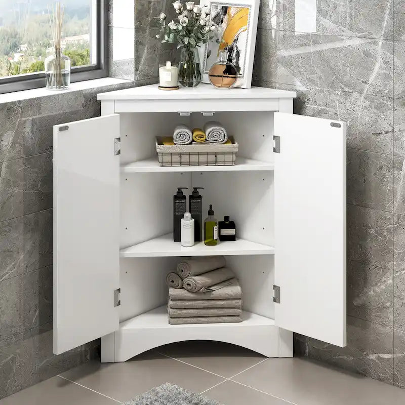 Meuble de rangement de salle de bain avec étagères réglables Meuble bas autoportant – 43,7L x 43,7l x 80H cm
