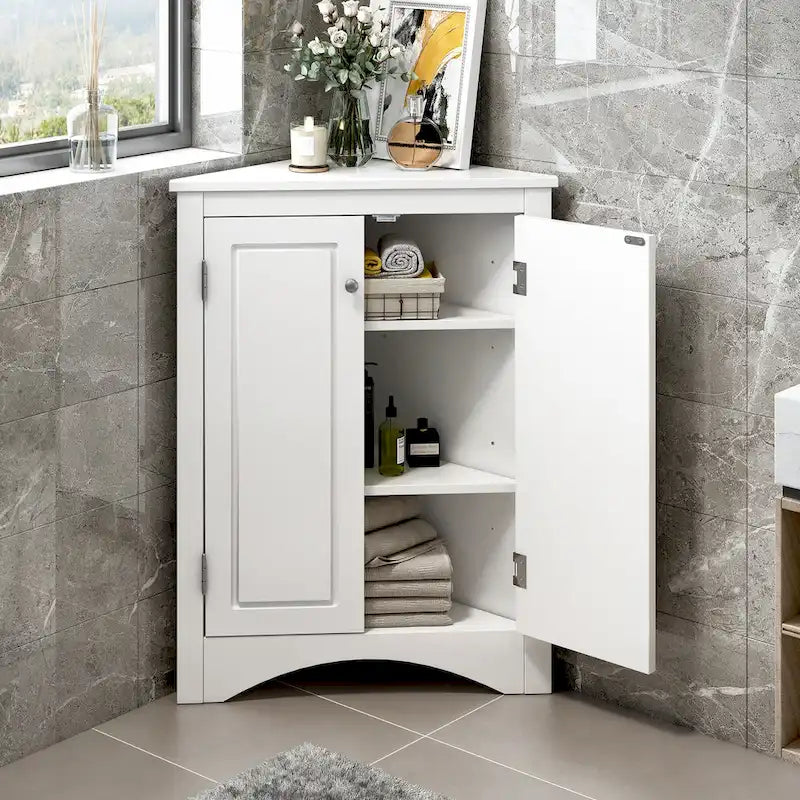 Meuble de rangement de salle de bain avec étagères réglables Meuble bas autoportant – 43,7L x 43,7l x 80H cm