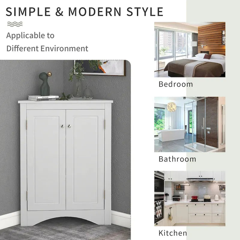 Meuble de rangement de salle de bain avec étagères réglables Meuble bas autoportant – 43,7L x 43,7l x 80H cm
