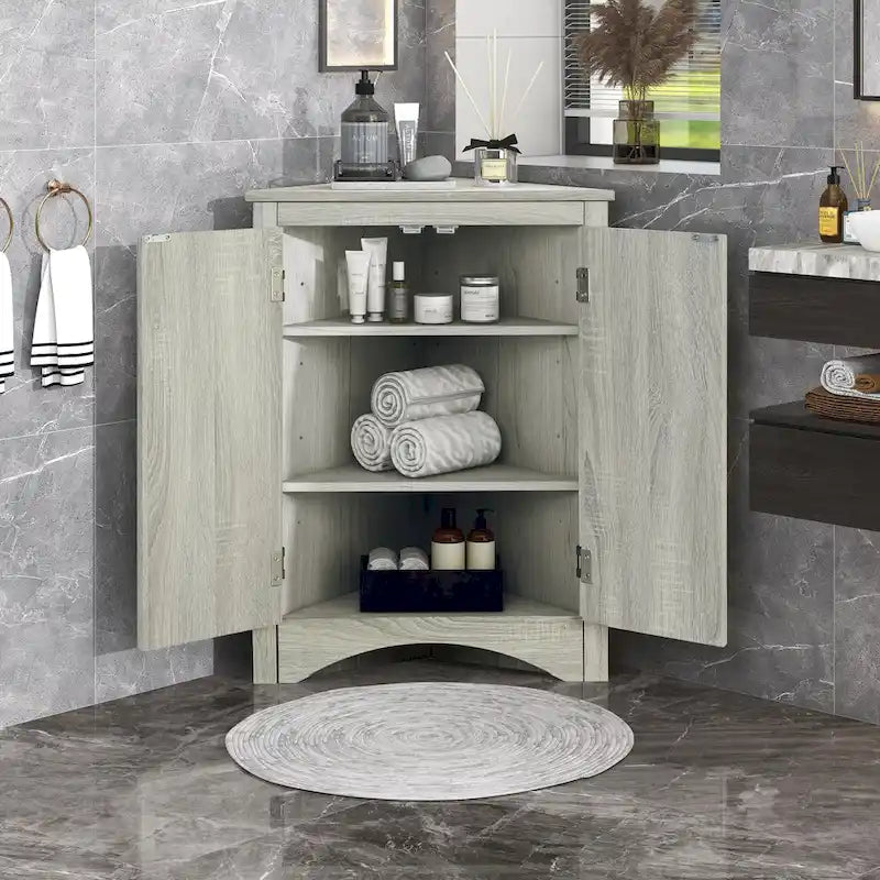 Meuble de rangement de salle de bain avec étagères réglables Meuble bas autoportant – 43,7L x 43,7l x 80H cm
