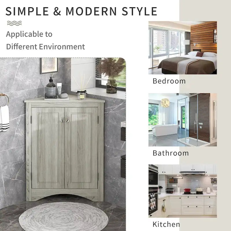 Meuble de rangement de salle de bain avec étagères réglables Meuble bas autoportant – 43,7L x 43,7l x 80H cm