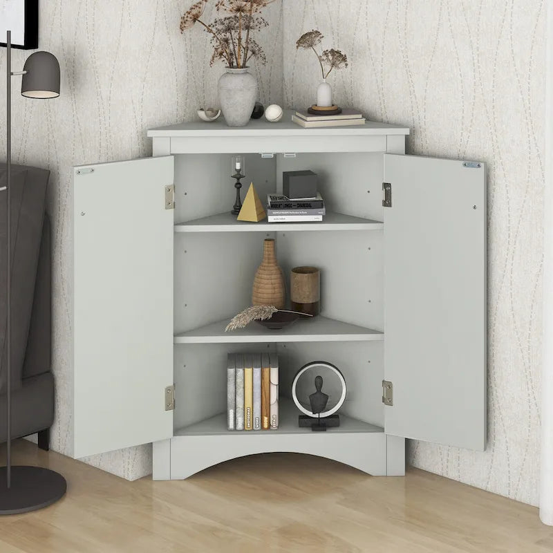 Meuble de rangement de salle de bain avec étagères réglables Meuble bas autoportant – 43,7L x 43,7l x 80H cm